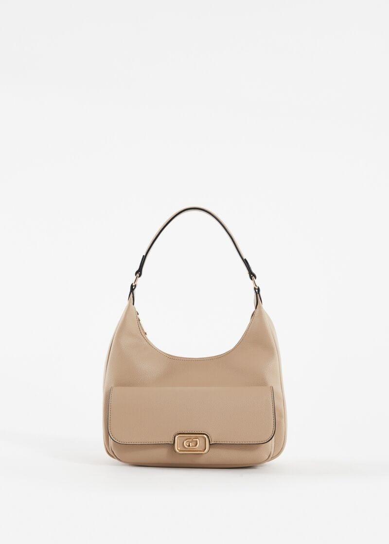 Borsa hobo in similpelle beige