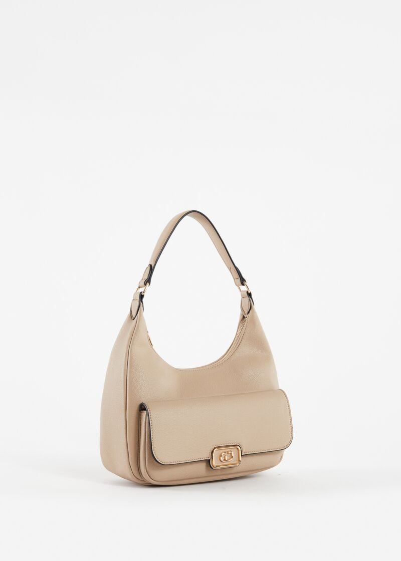 Borsa hobo in similpelle beige