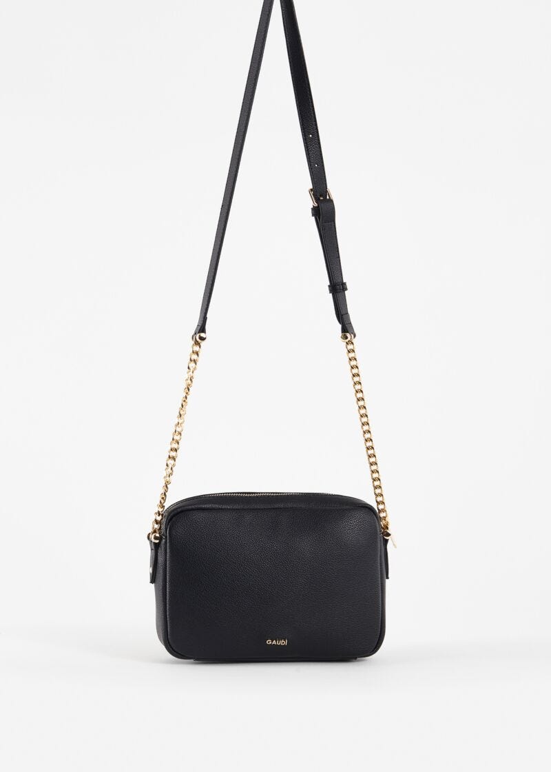 Black fauxleather crossbody bag