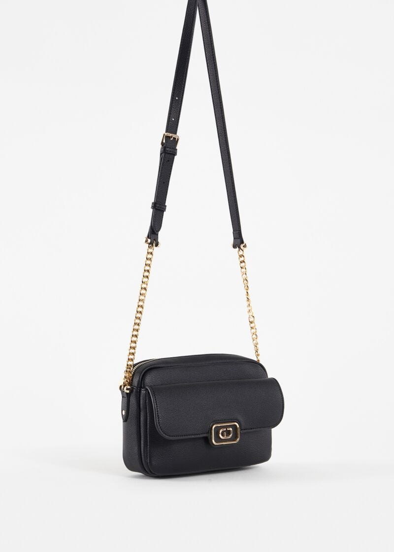 Black fauxleather crossbody bag
