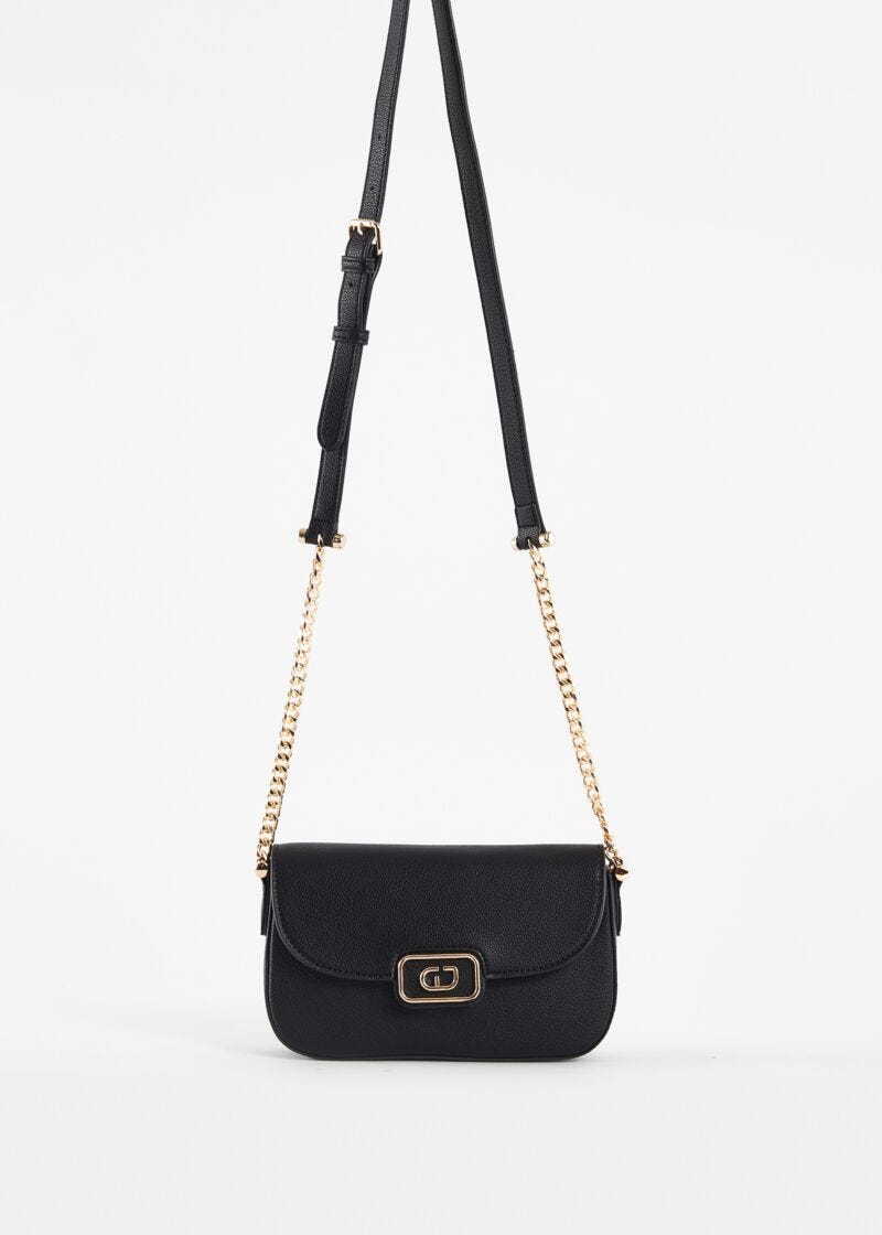 Black fauxleather crossbody bag
