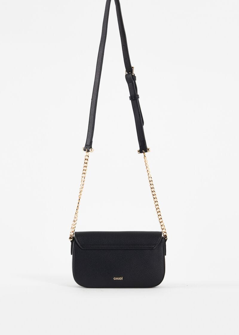 Black fauxleather crossbody bag