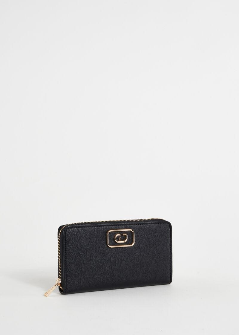 Portefeuille noir entièrement zippé