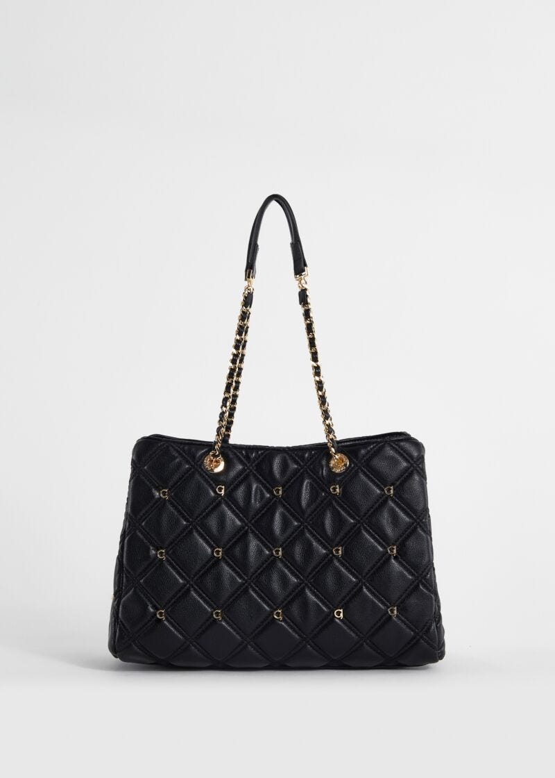 Bolso shopper negro acolchado
