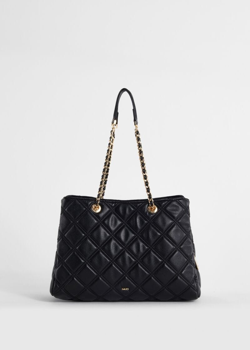 Bolso shopper negro acolchado