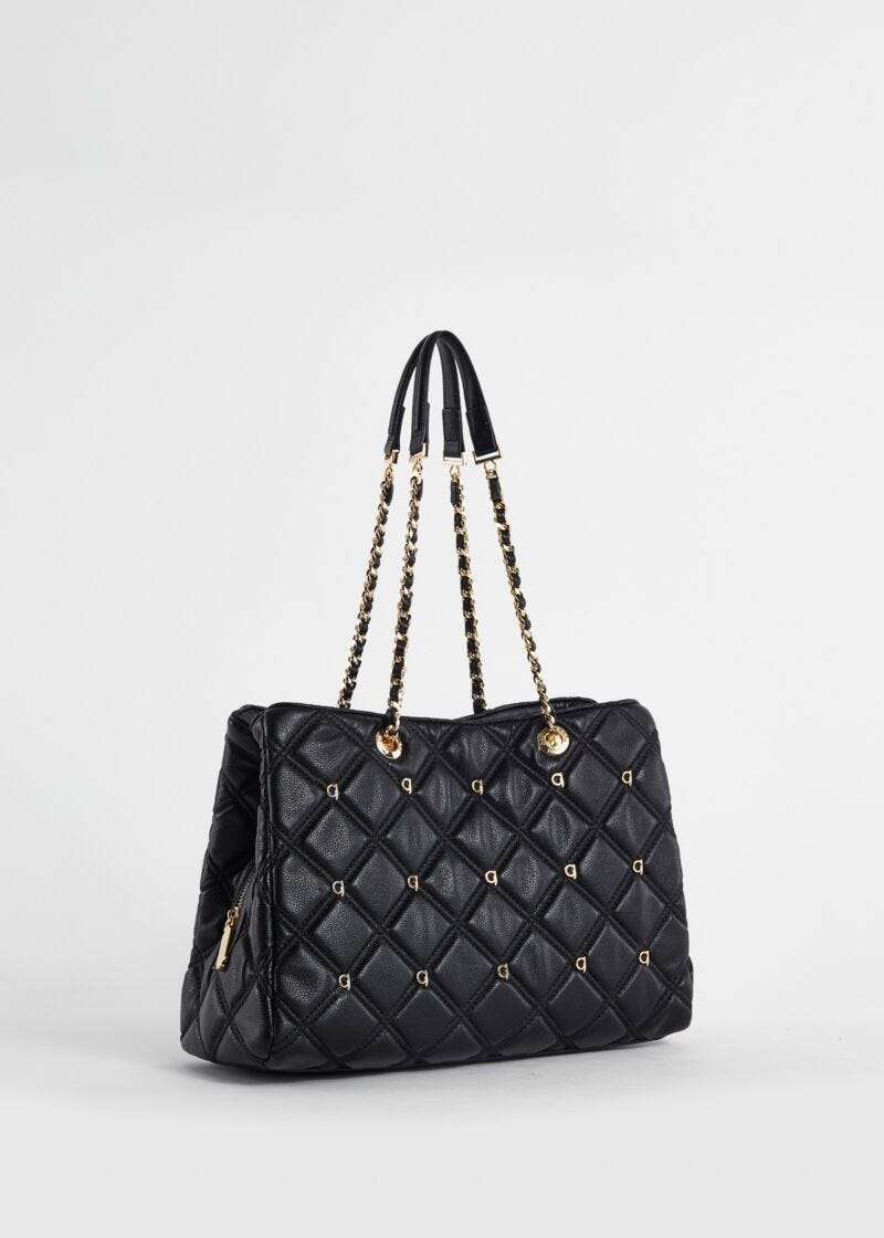 Bolso shopper negro acolchado