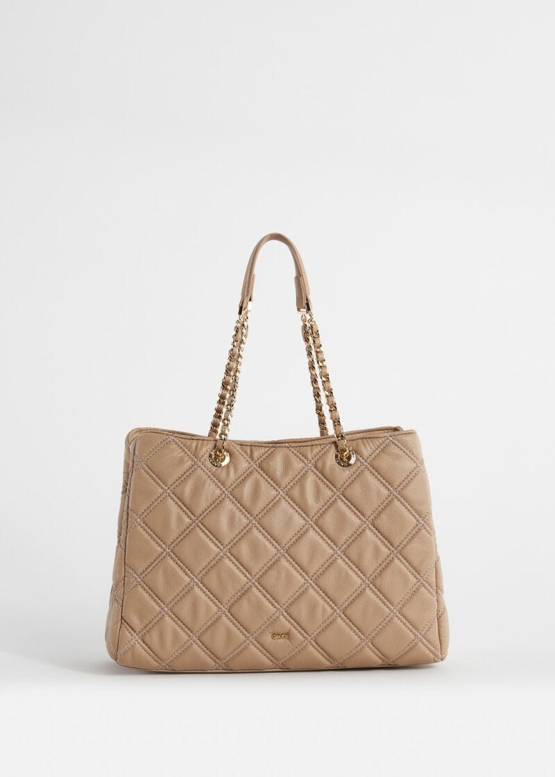 Bolso shopper beige acolchado