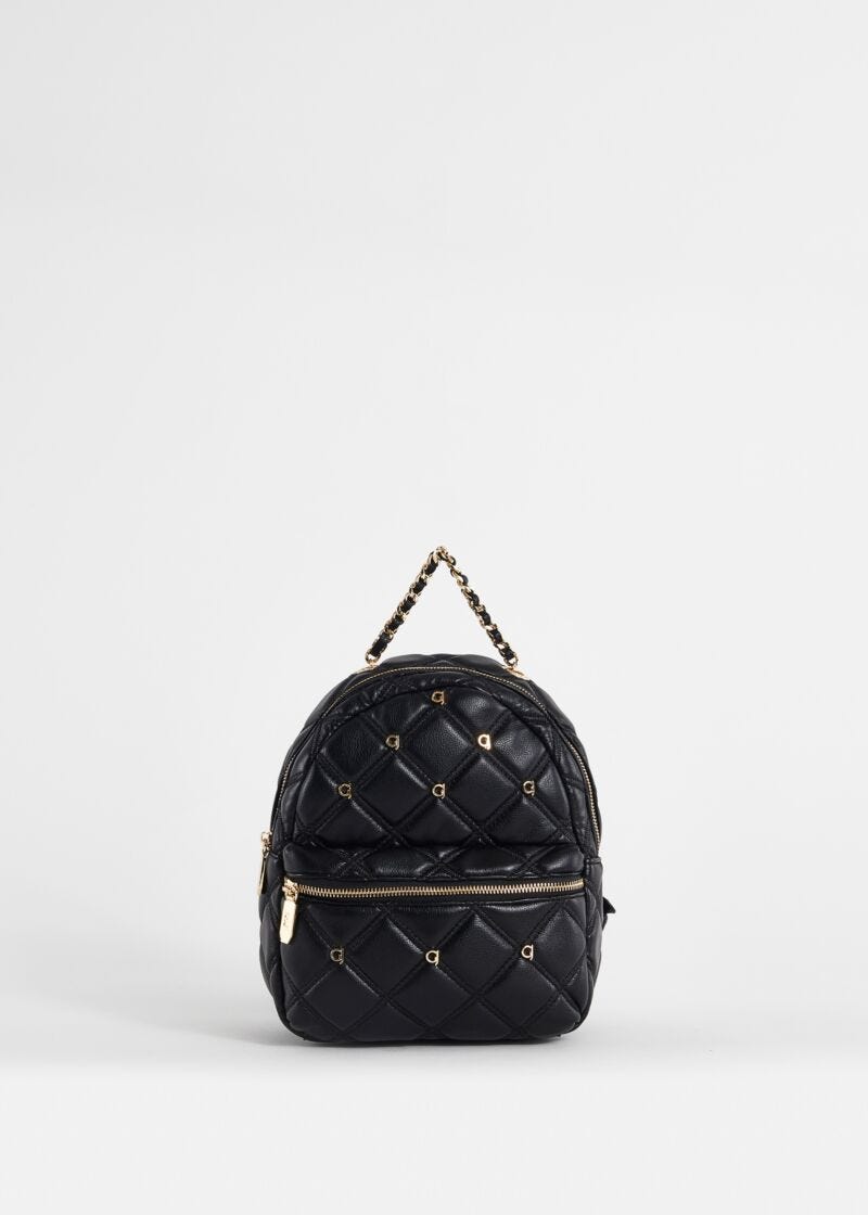 Mochila negra acolchada con logotipo