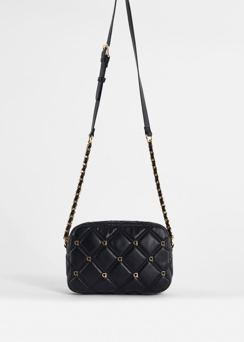 Bolso cruzado negro acolchado