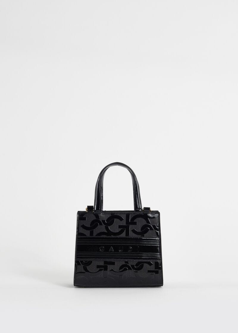 Black mini shopper bag with logo