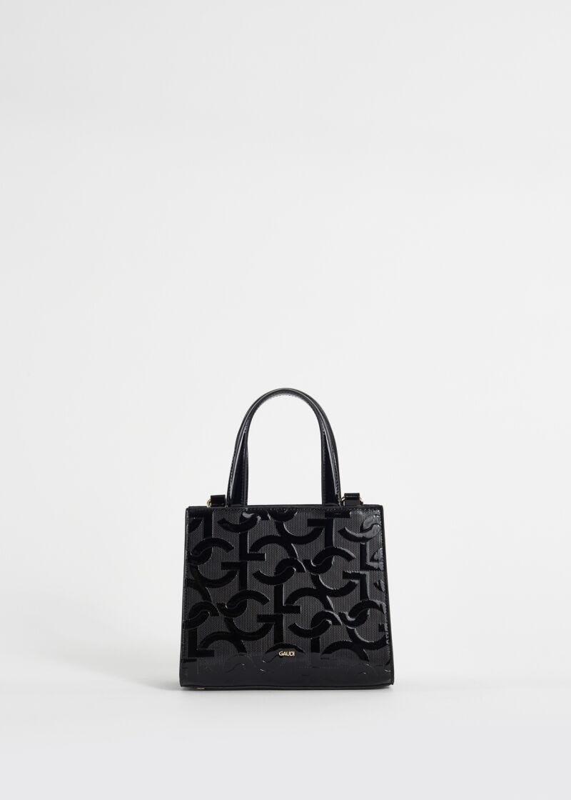 Black mini shopper bag with logo