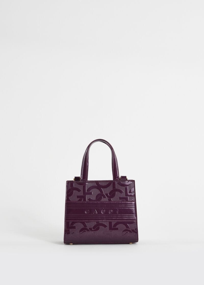Purple, mini shopper bag with logo