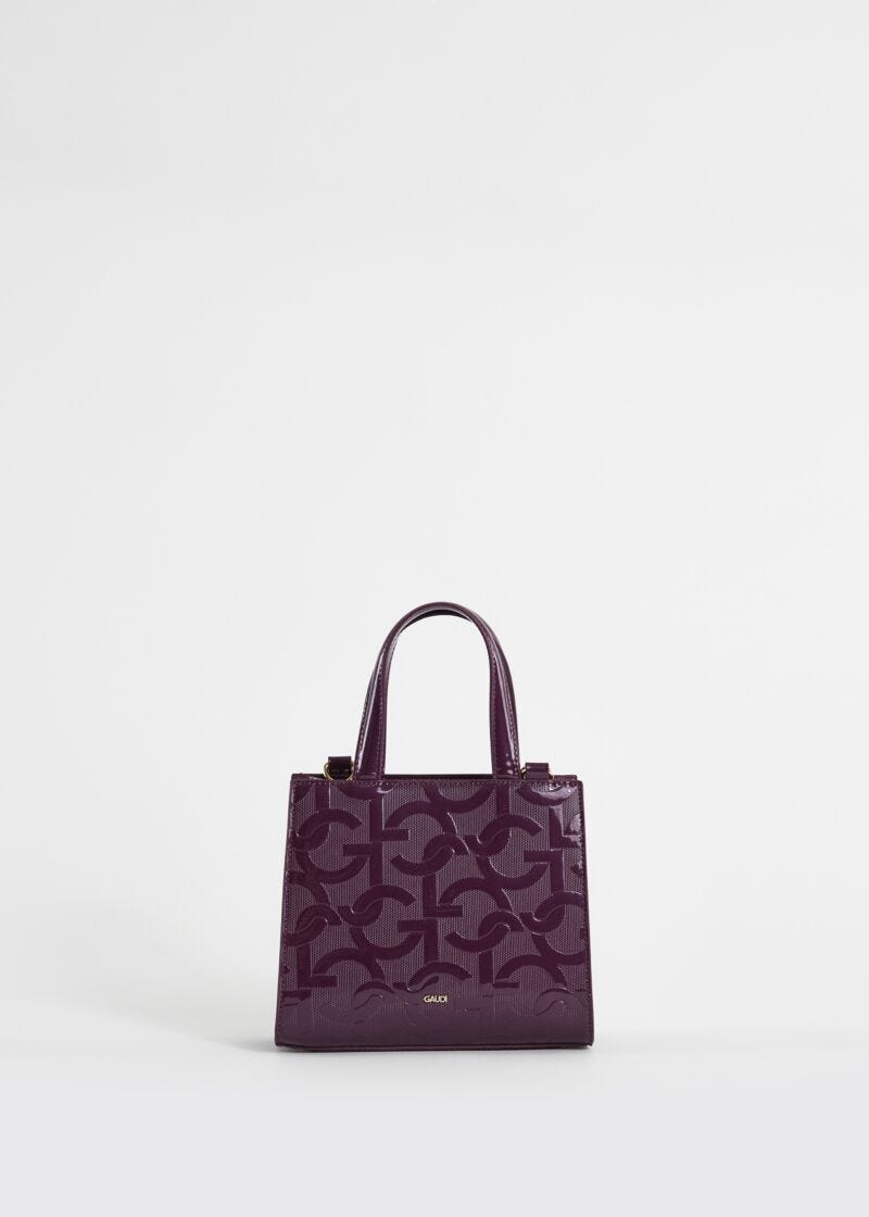 Purple, mini shopper bag with logo