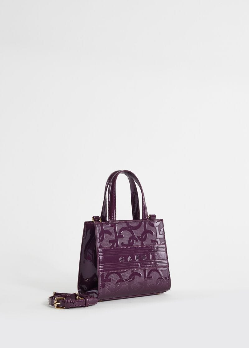 Purple, mini shopper bag with logo