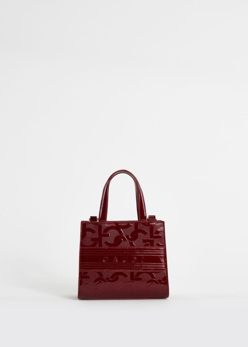 Red, mini shopper bag with logo