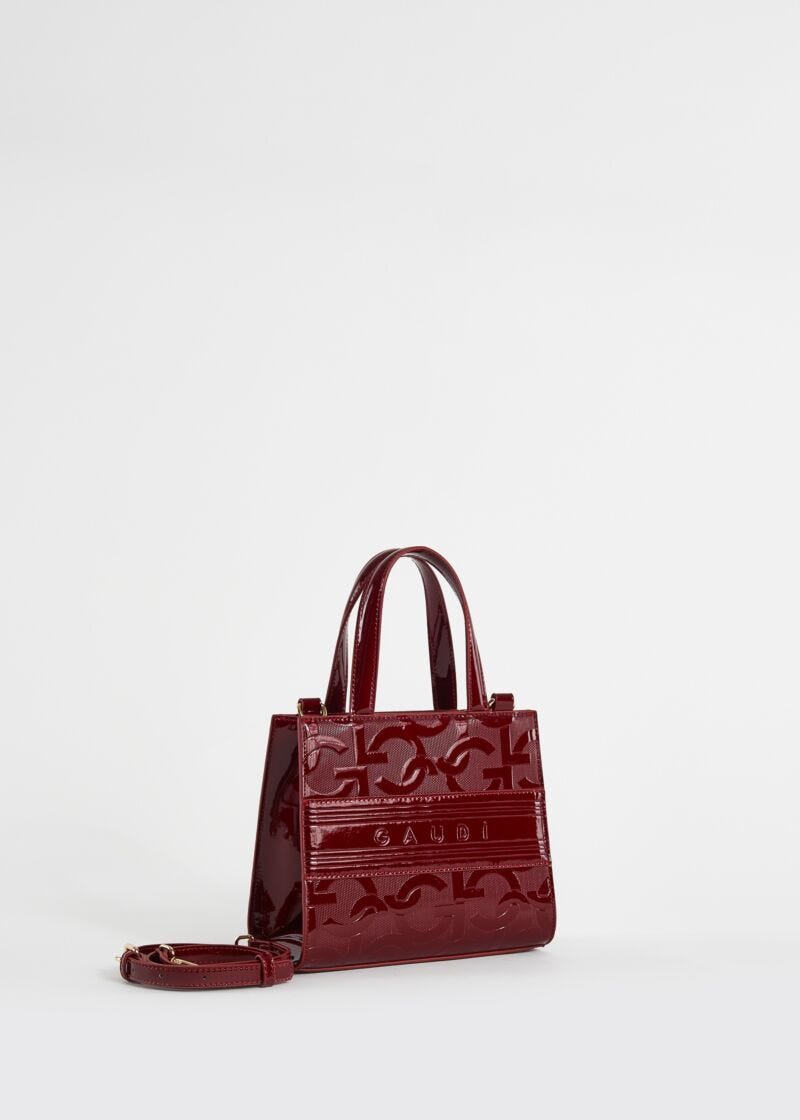 Red, mini shopper bag with logo