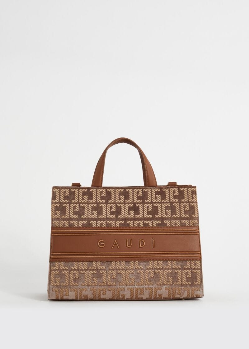 Brown shopper bag with logo