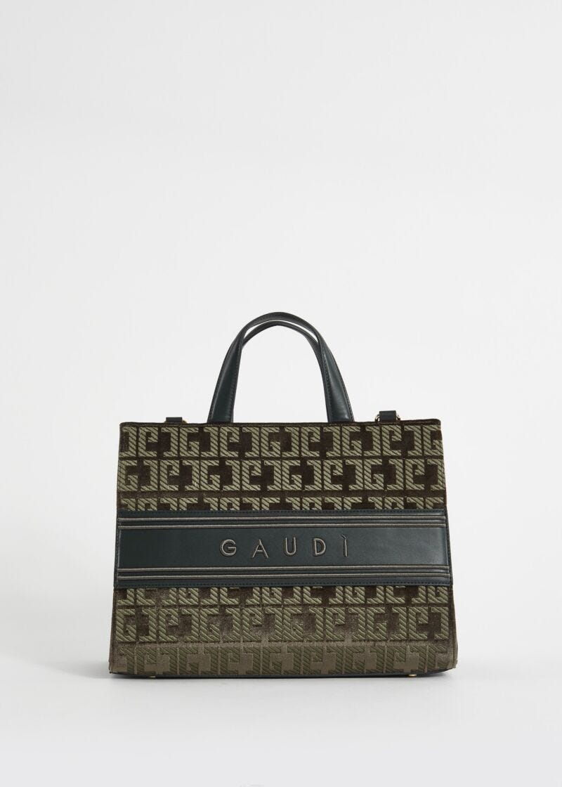 Green shopper bag with logo