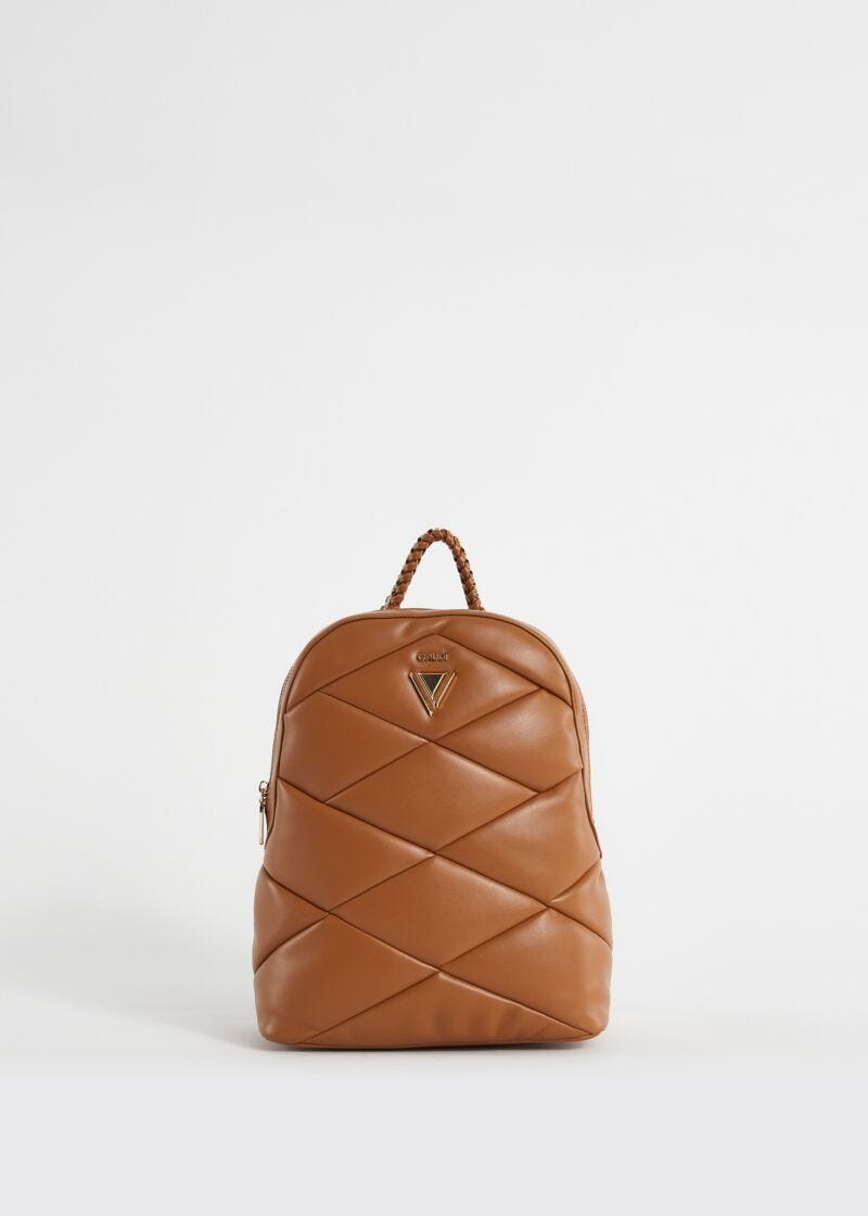 Brown quilted rucksack