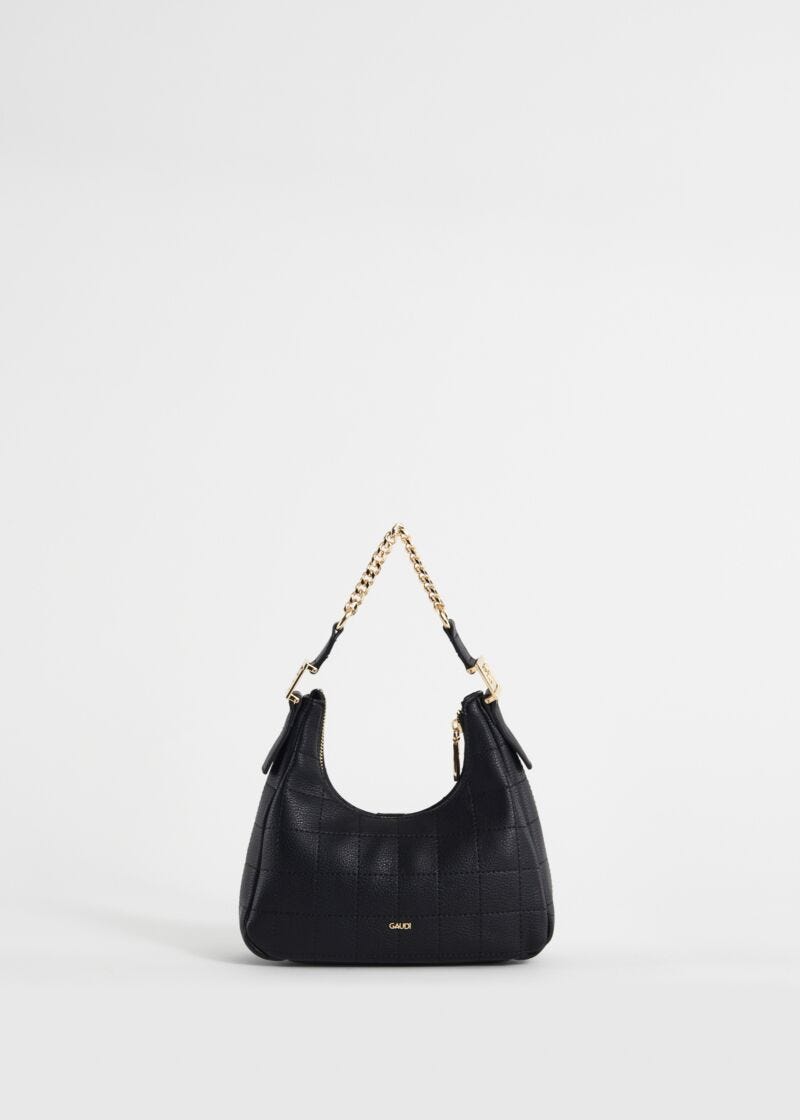 Black quilted mini hobo bag