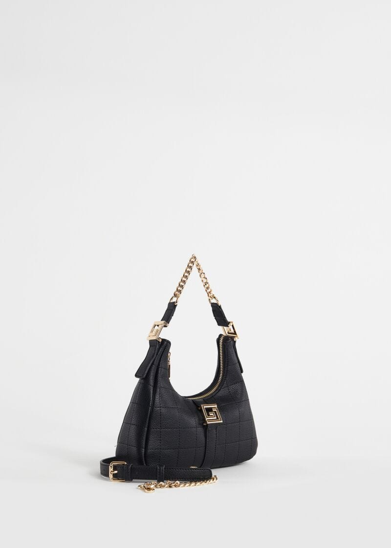 Black quilted mini hobo bag