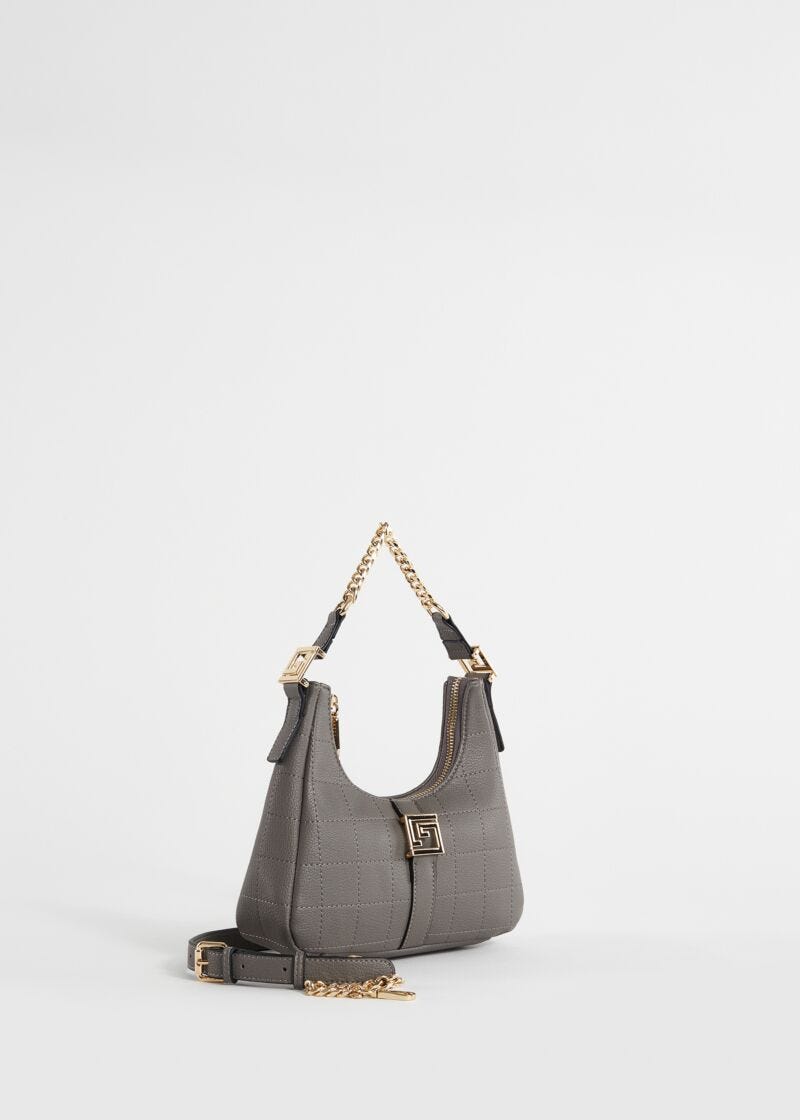 Mini borsa hobo grigia trapuntata