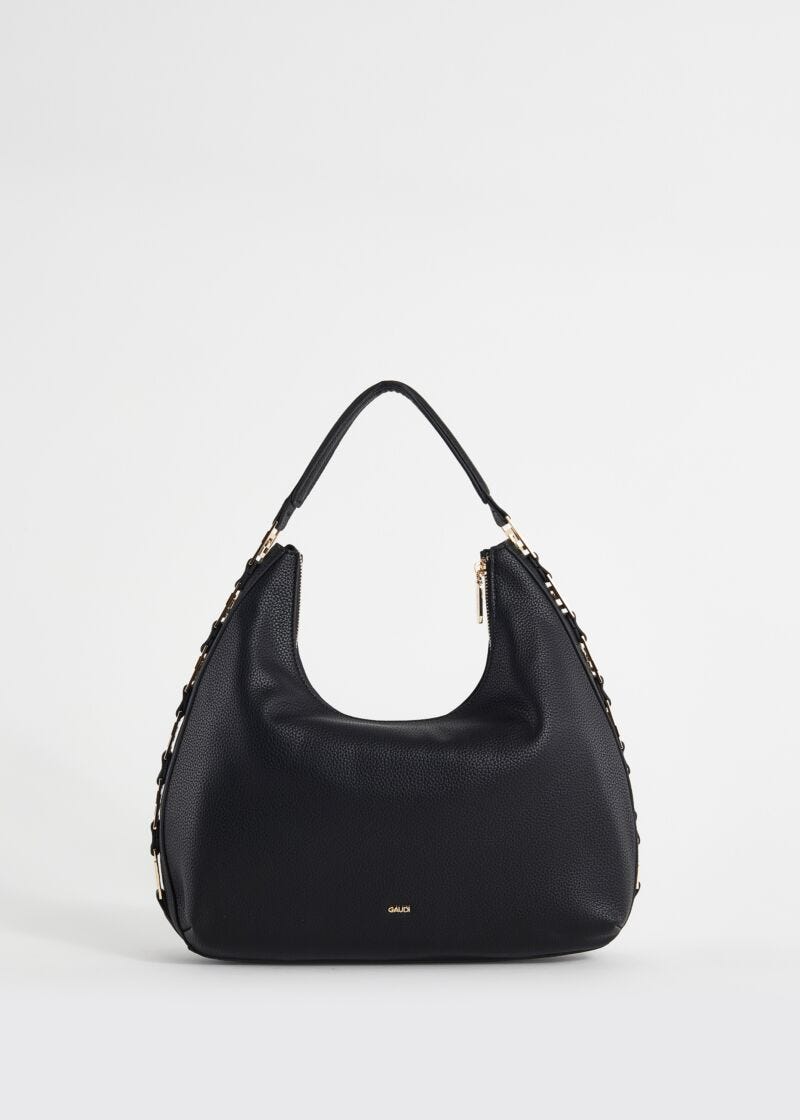Black fauxleather shoulder bag