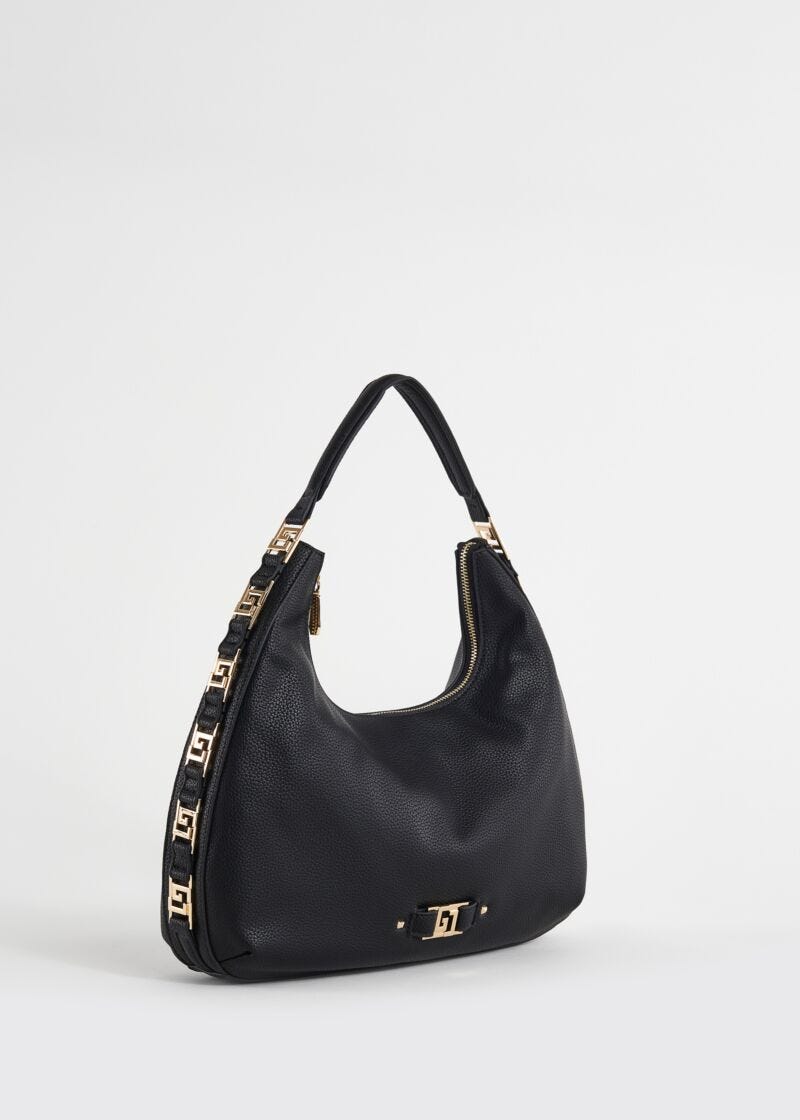 Black fauxleather shoulder bag
