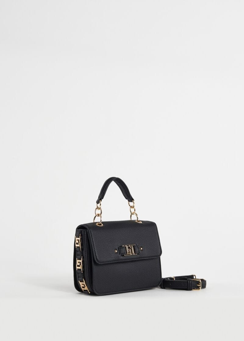 Black handbag with shoulder strap