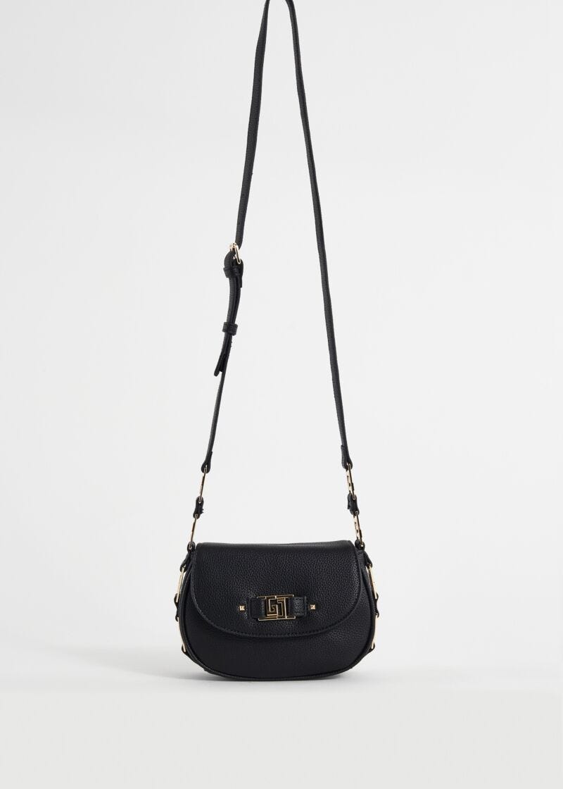Sac porté croisé en similicuir noir