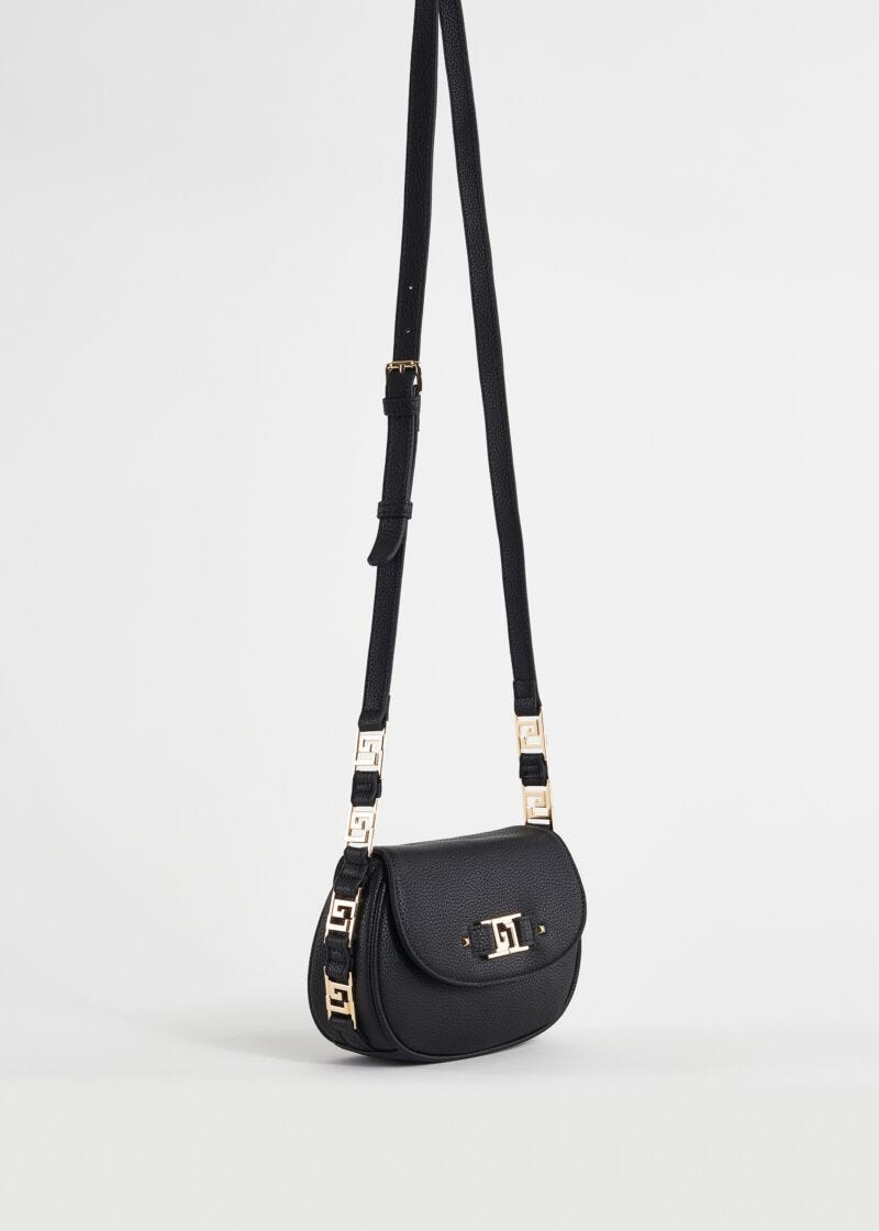 Sac porté croisé en similicuir noir
