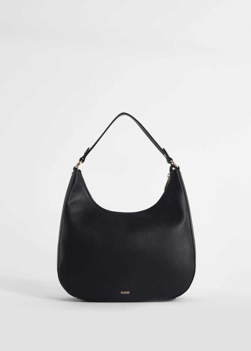 Black fauxleather hobo bag
