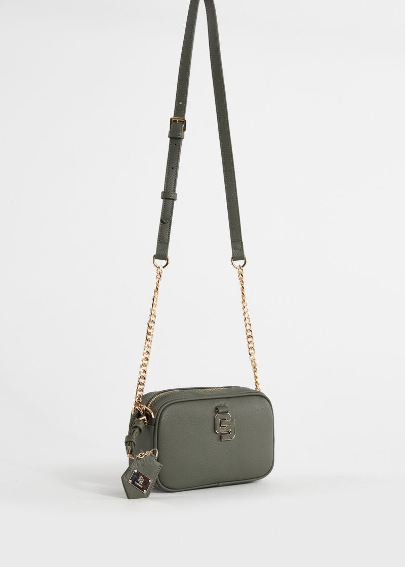 Green crossbody bag with charm
