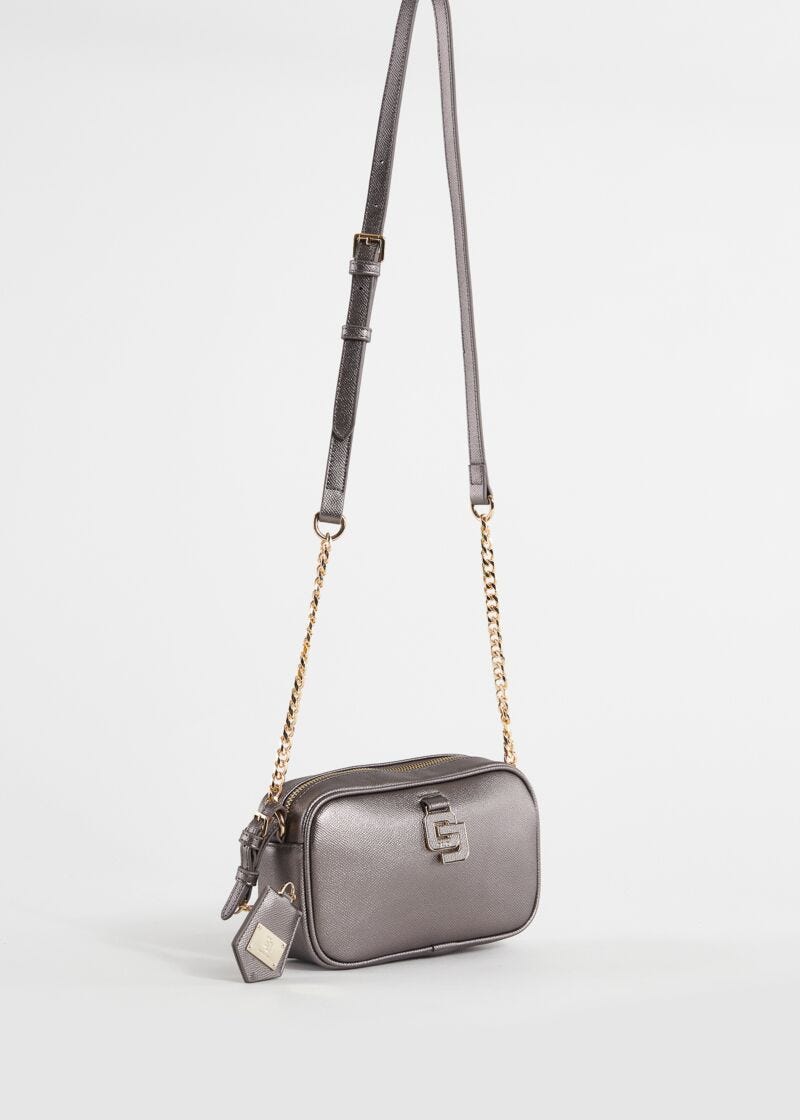 Laminated crossbody bag with charm