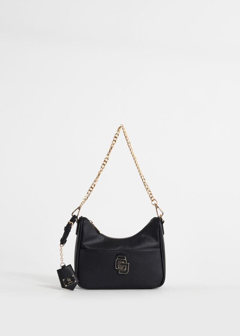 Black mini hobo bag with charm