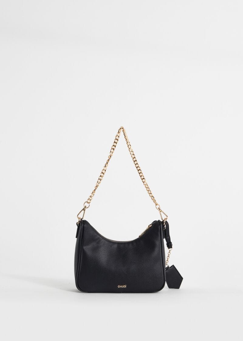 Black mini hobo bag with charm
