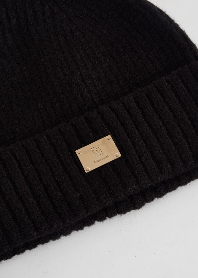 Berretto beanie nero in maglia