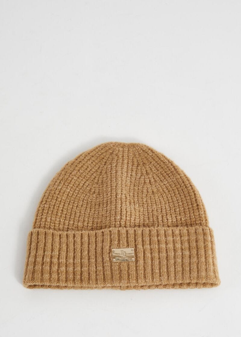 Berretto beanie beige in maglia