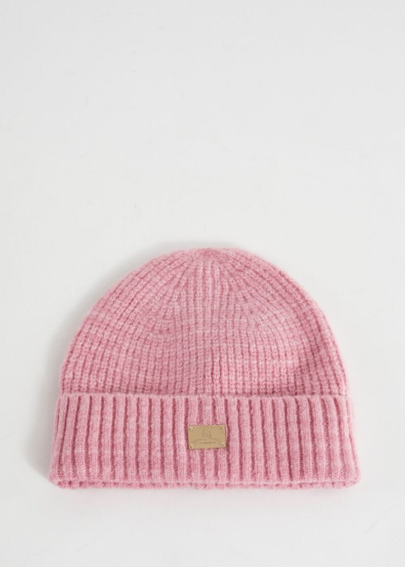 Berretto beanie rosa in maglia