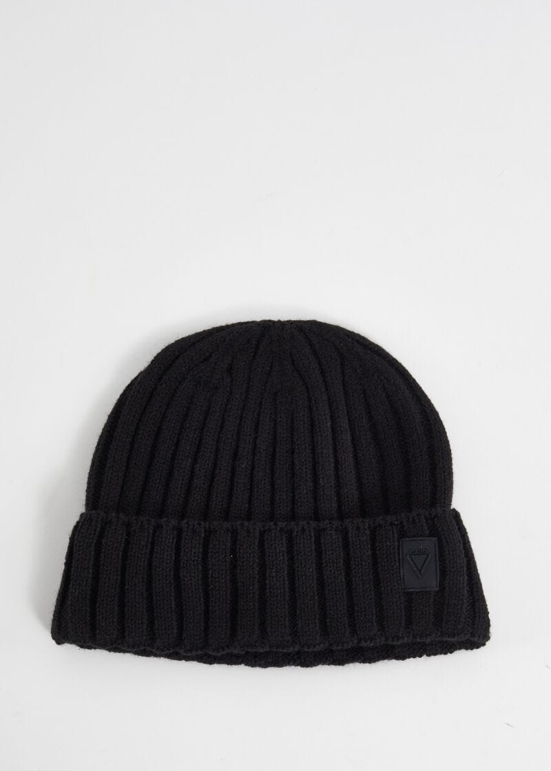 Gorro beanie negro acanalado