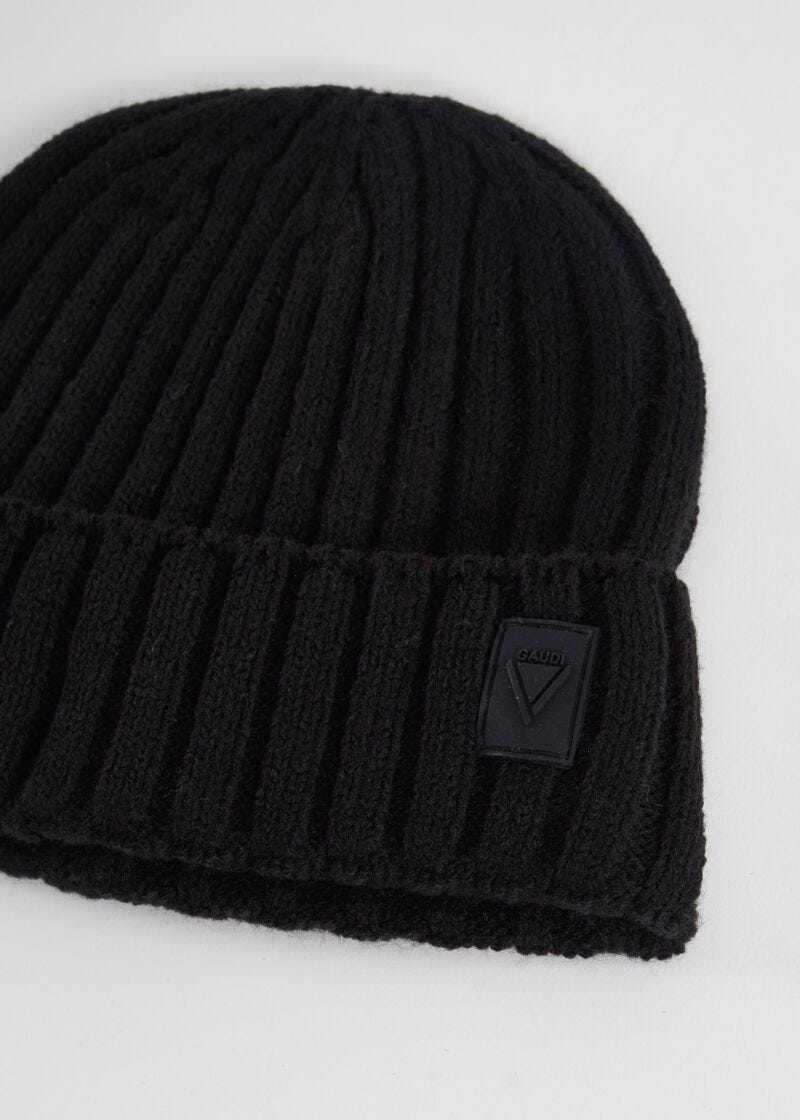 Gorro beanie negro acanalado