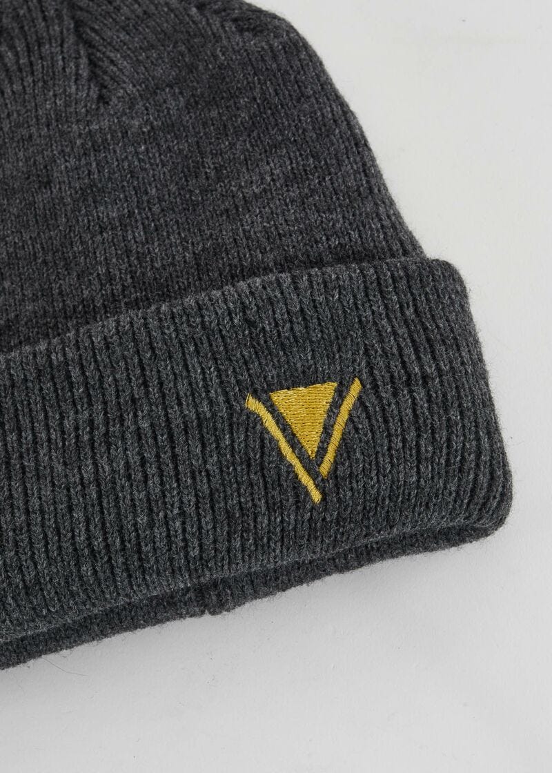 Grey knitted beanie hat