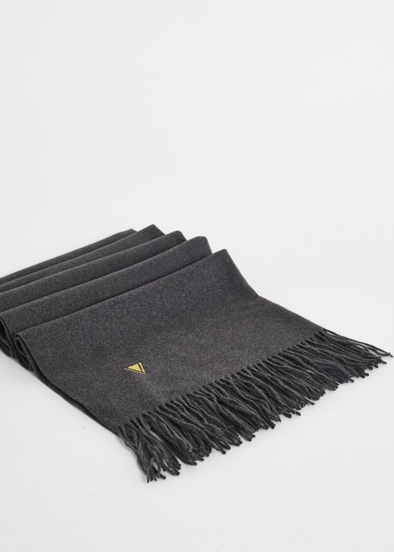 Grey fringed scarf