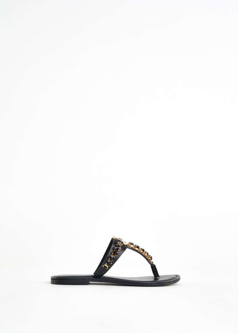 Sandalias planas con strass