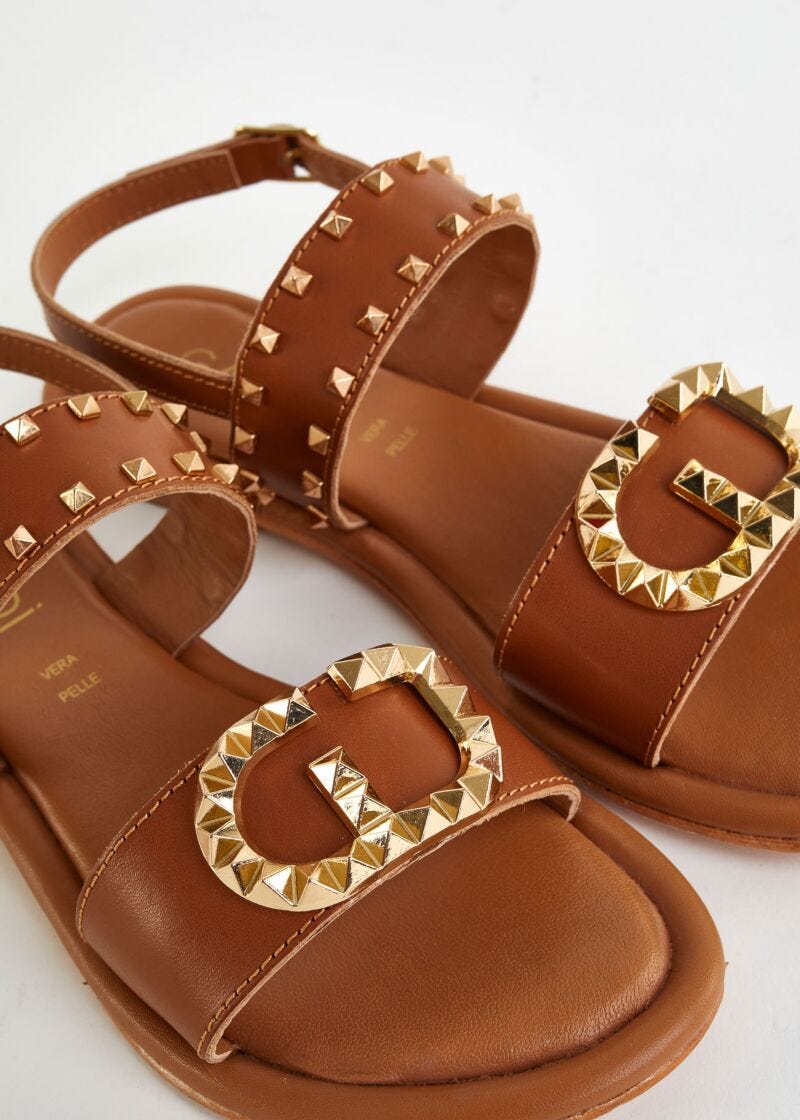 Flat studded sandals