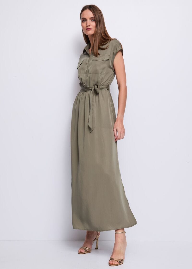 Robe-chemise verte pour femme