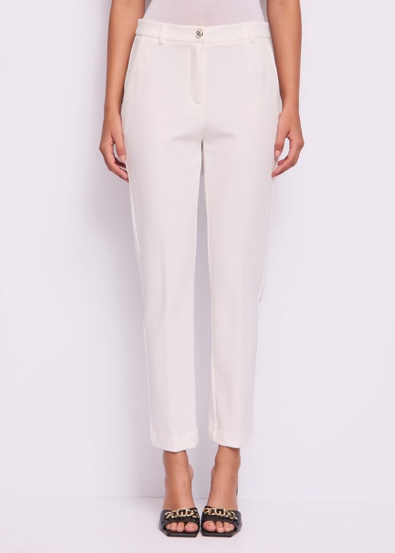 Pantaloni bianchi da donna con piega