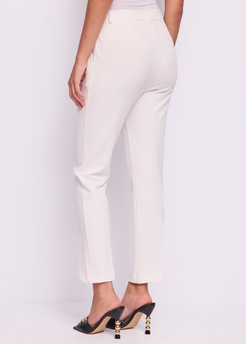 Pantaloni bianchi da donna con piega