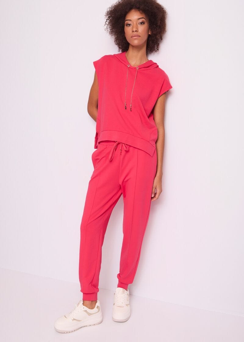 Pantaloni jogging rossi da donna con piega