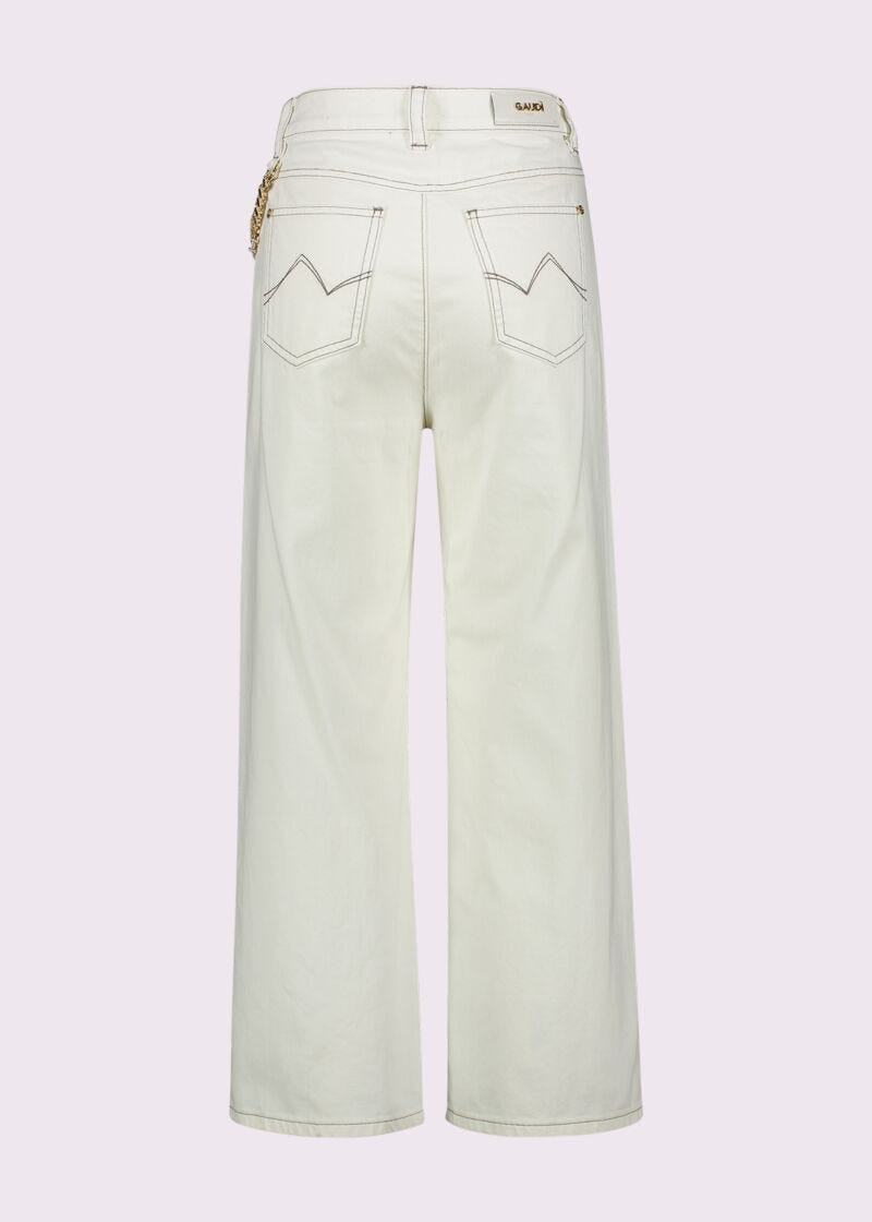 Jeans da donna bianco con catena